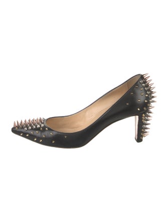 Christian Louboutin Spike Accents Leather Slingback Pumps