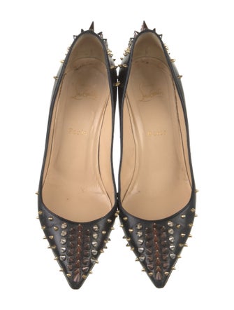 Christian Louboutin Spike Accents Leather Slingback Pumps