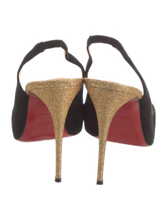 Christian Louboutin Suede Glitter Accents Slingback Pumps