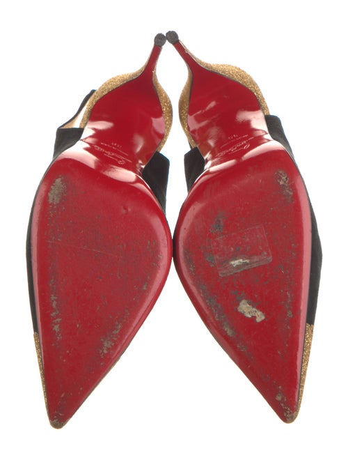 Christian Louboutin Suede Glitter Accents Slingback Pumps