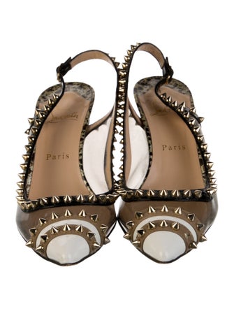 Christian Louboutin PVC Studded Accents Slingback Pumps