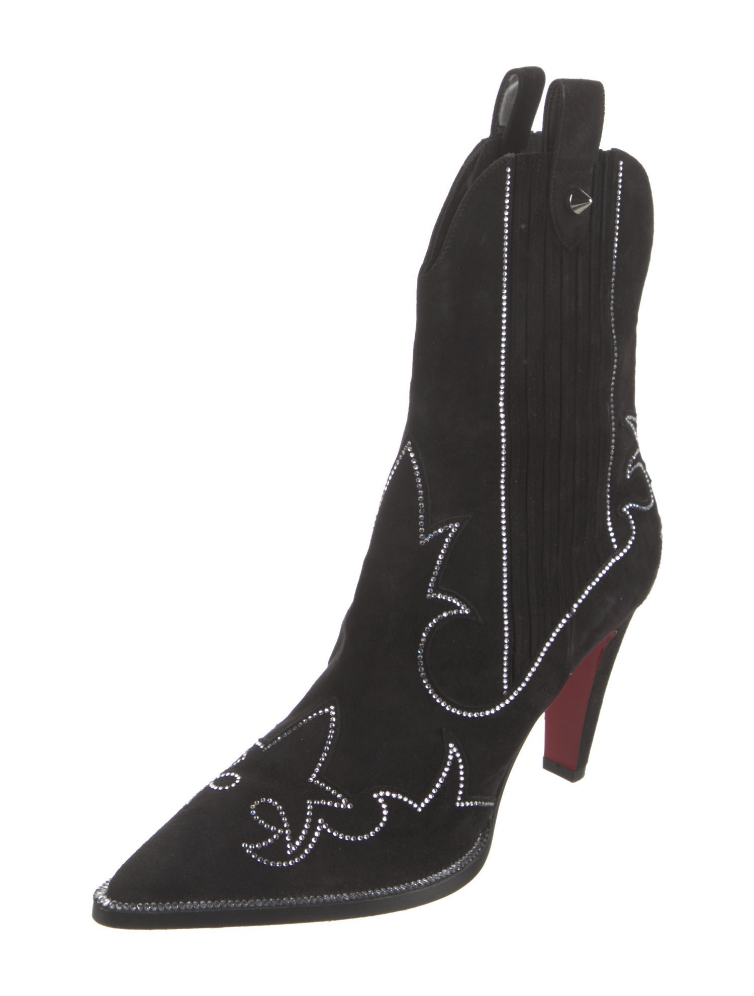 Christian Louboutin Spike Accents Suede Western Boots