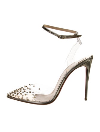 Christian Louboutin Spike Accents PVC Slingback Pumps