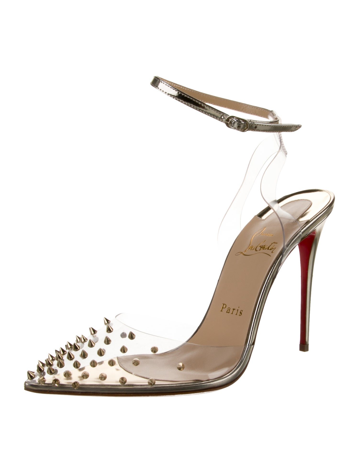 Christian Louboutin Spike Accents PVC Slingback Pumps