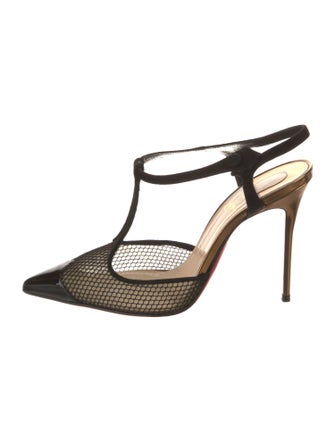 Christian Louboutin Mesh Mesh Accents T-Strap Pumps