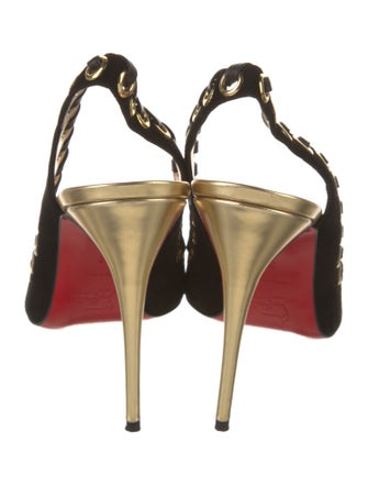 Christian Louboutin Suede Whipstitch Trim Slingback Pumps