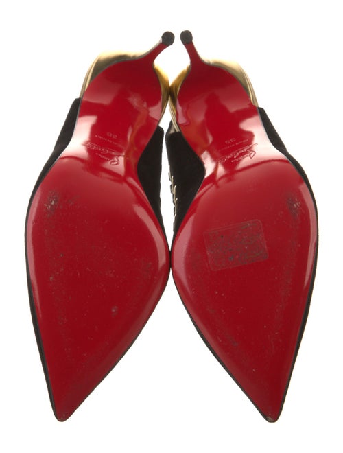 Christian Louboutin Suede Whipstitch Trim Slingback Pumps