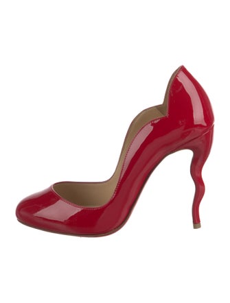 Christian Louboutin Patent Leather Scalloped Accent Pumps