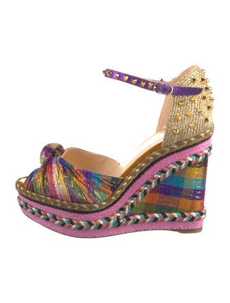 Christian Louboutin Spike Accents Patterned Slingback Pumps