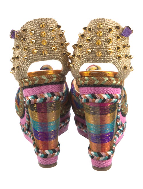 Christian Louboutin Spike Accents Patterned Slingback Pumps