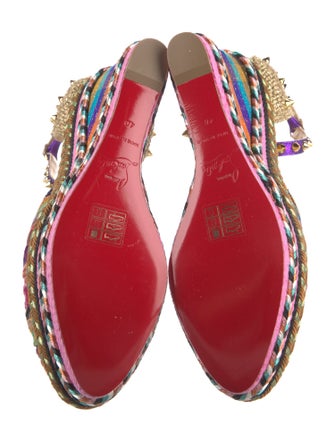 Christian Louboutin Spike Accents Patterned Slingback Pumps