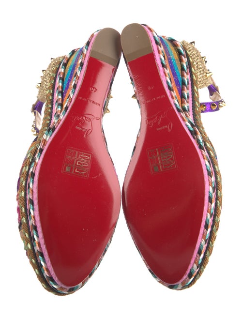 Christian Louboutin Spike Accents Patterned Slingback Pumps