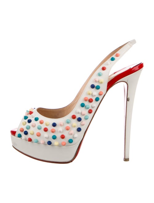 Christian Louboutin Spike Accents Leather Slingback Pumps