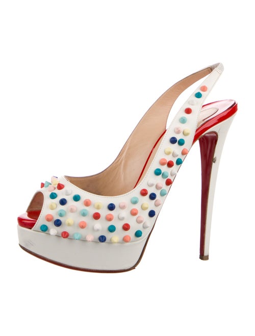 Christian Louboutin Spike Accents Leather Slingback Pumps