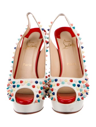 Christian Louboutin Spike Accents Leather Slingback Pumps