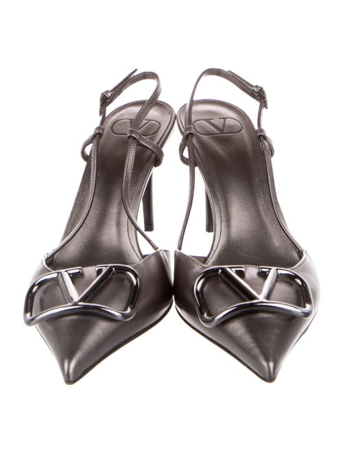 Christian Louboutin Spike Accents Leather Slingback Pumps