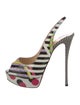 Christian Louboutin Patent Leather Striped Slingback Pumps