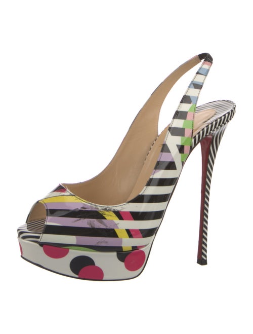 Christian Louboutin Patent Leather Striped Slingback Pumps