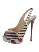 Christian Louboutin Patent Leather Striped Slingback Pumps
