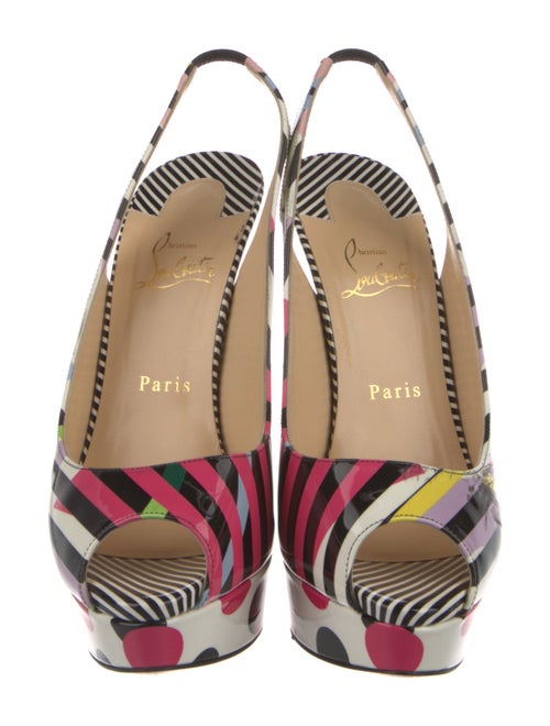 Christian Louboutin Patent Leather Striped Slingback Pumps