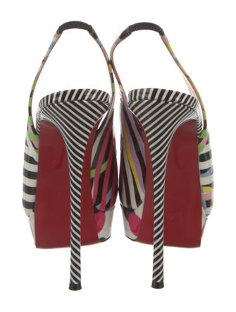 Christian Louboutin Patent Leather Striped Slingback Pumps
