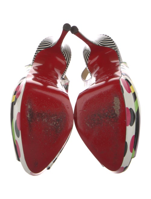 Christian Louboutin Patent Leather Striped Slingback Pumps