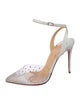 Christian Louboutin Leather Crystal Embellishments Slingback Pumps