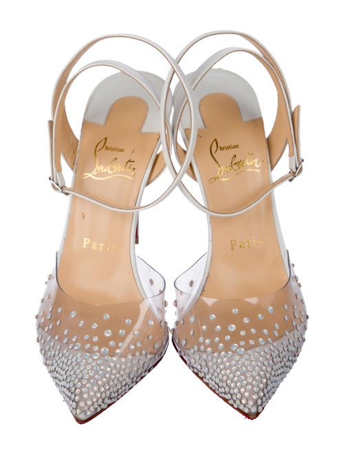 Christian Louboutin Leather Crystal Embellishments Slingback Pumps