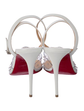 Christian Louboutin Leather Crystal Embellishments Slingback Pumps