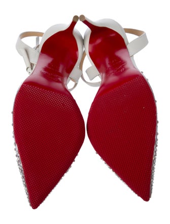 Christian Louboutin Leather Crystal Embellishments Slingback Pumps