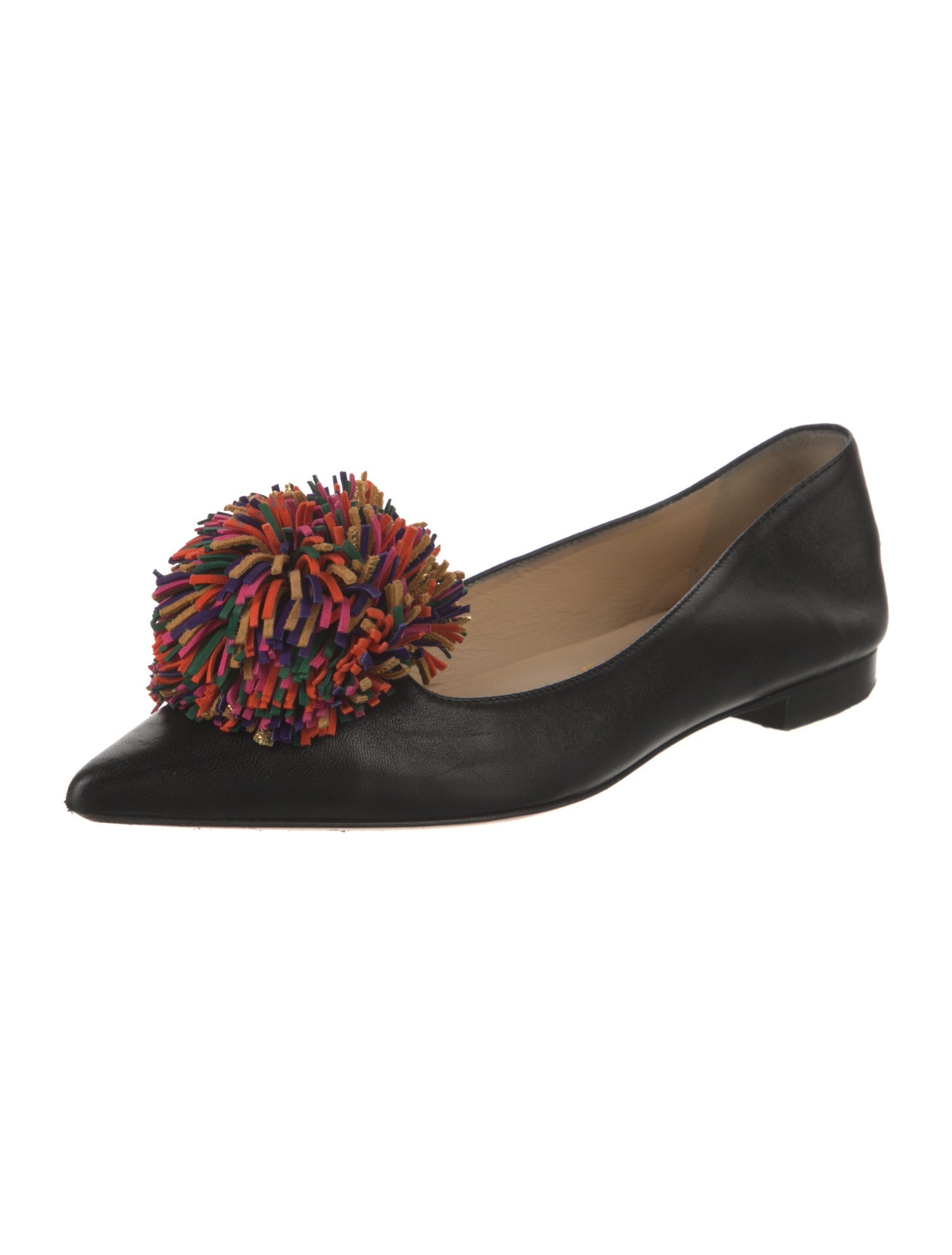 Christian Louboutin Leather Pom-Pom Embellishments Loafers