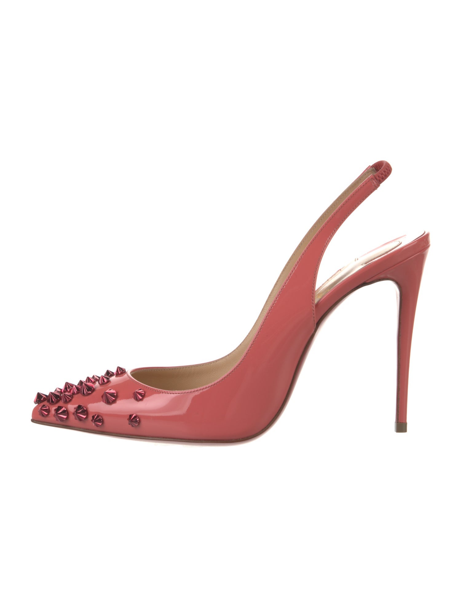 Christian Louboutin Spike Accents Patent Leather Slingback Pumps