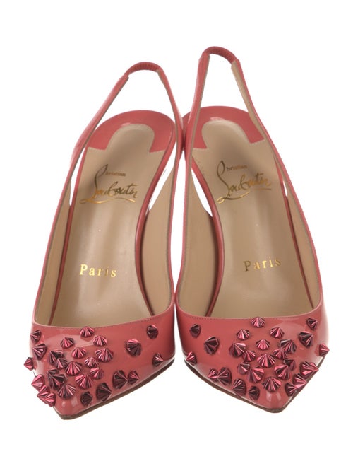 Christian Louboutin Spike Accents Patent Leather Slingback Pumps