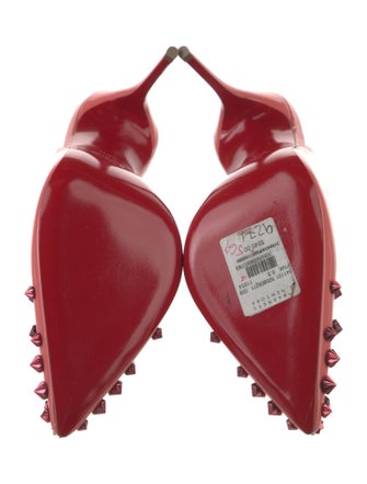 Christian Louboutin Spike Accents Patent Leather Slingback Pumps