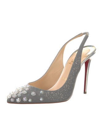 Christian Louboutin Spike Accents Glitter Slingback Pumps