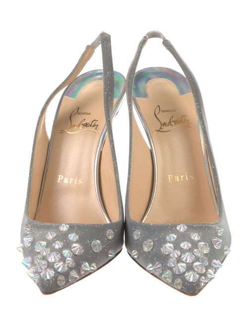 Christian Louboutin Spike Accents Glitter Slingback Pumps