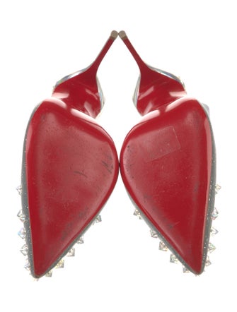 Christian Louboutin Spike Accents Glitter Slingback Pumps