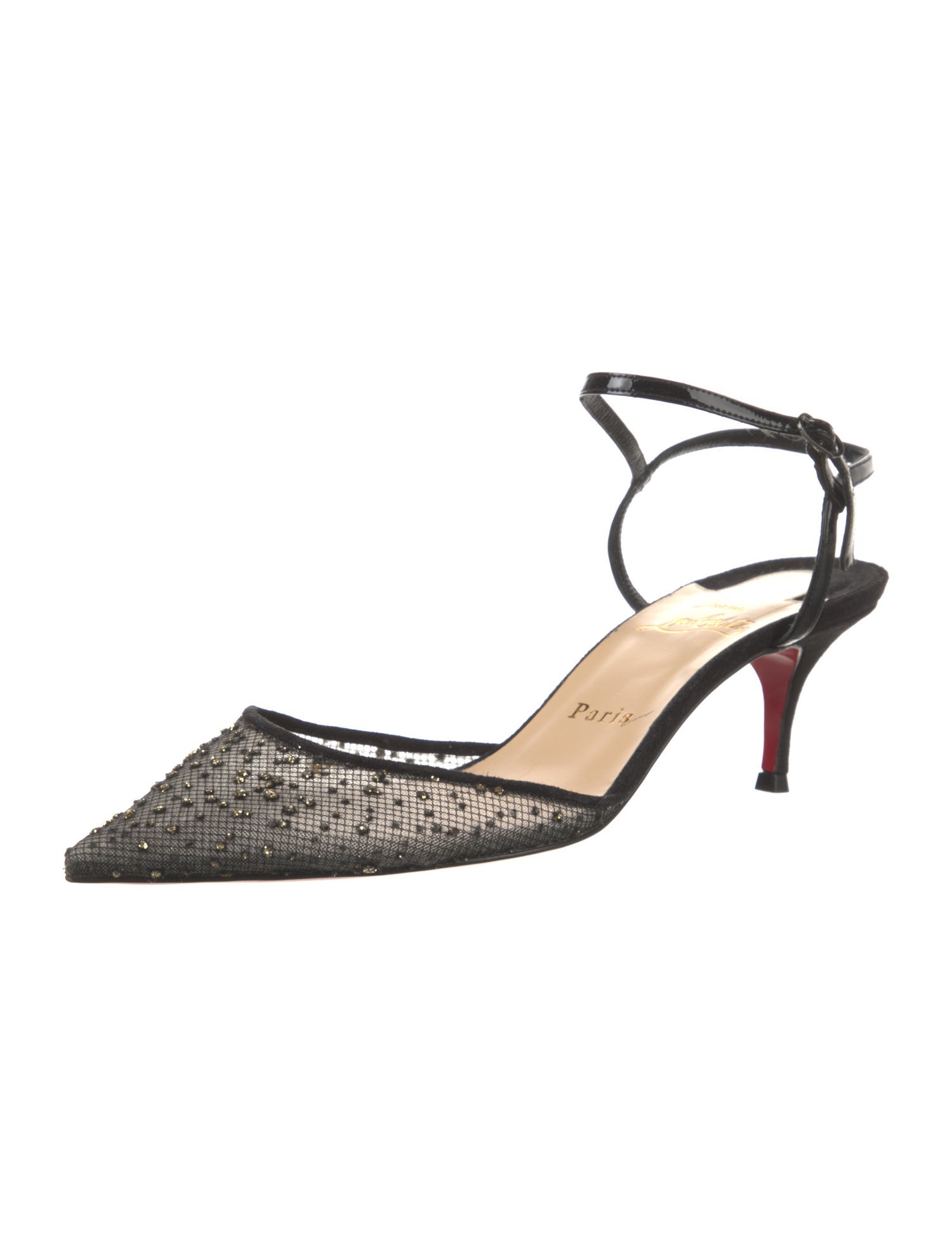 Christian Louboutin Spike Accents Suede Slingback Pumps