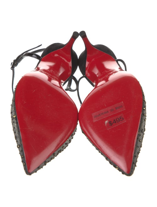 Christian Louboutin Spike Accents Suede Slingback Pumps