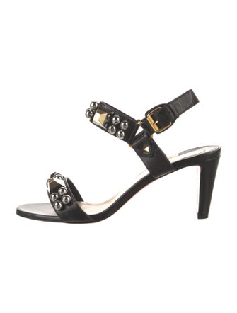 Christian Louboutin Leather Studded Accents Slingback Sandals