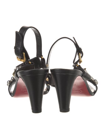 Christian Louboutin Leather Studded Accents Slingback Sandals