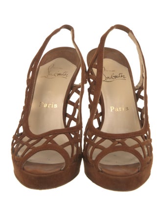 Christian Louboutin Suede Cutout Accent Slingback Pumps