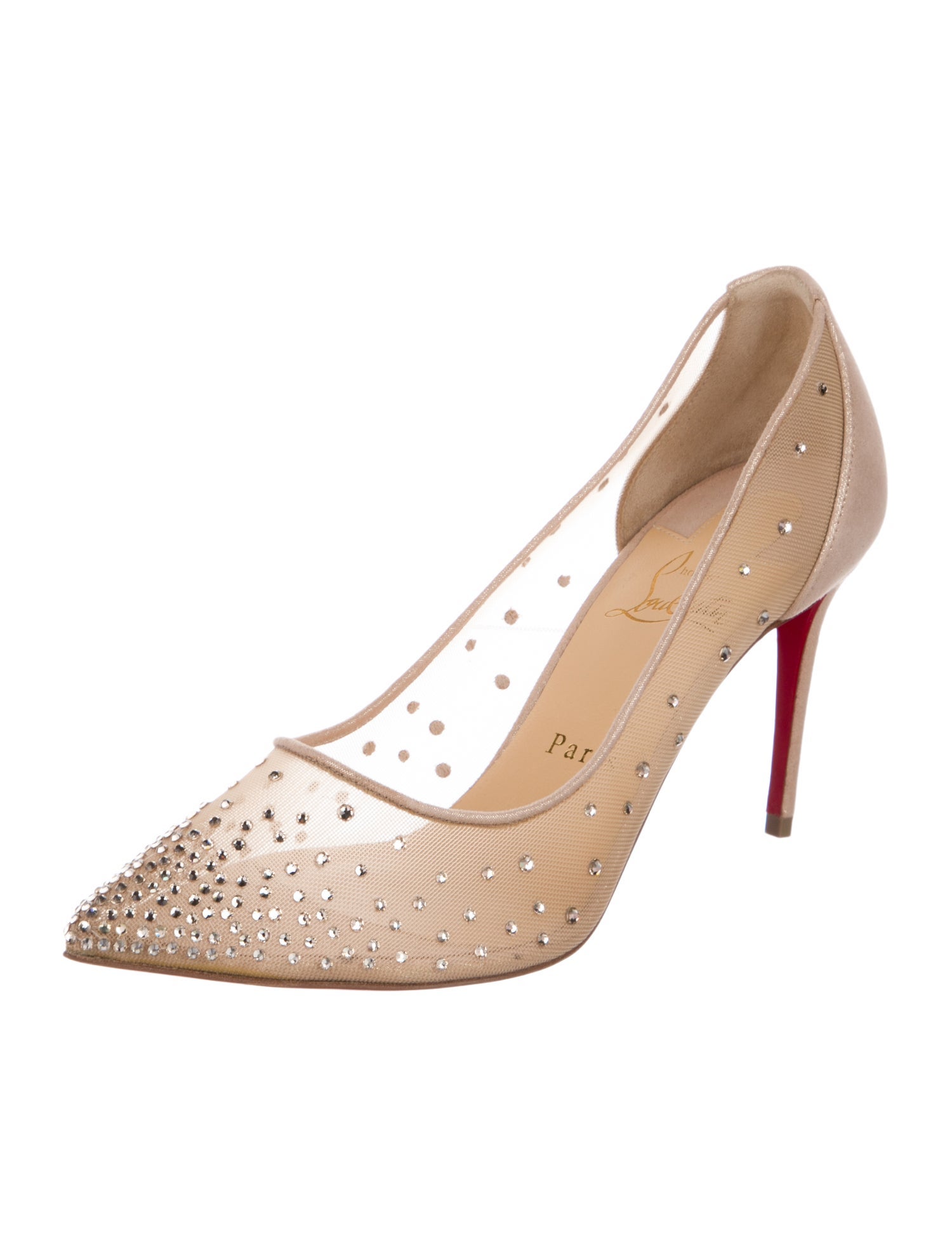 Christian Louboutin Mesh Glitter Accents Pumps