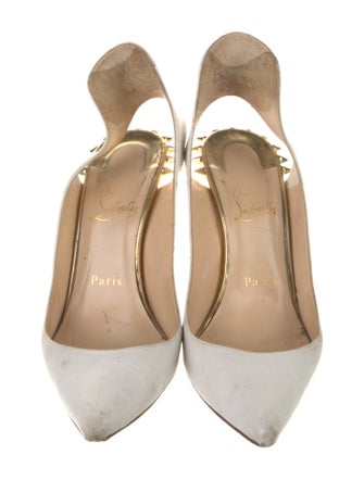 Christian Louboutin Spike Accents Leather Slingback Pumps