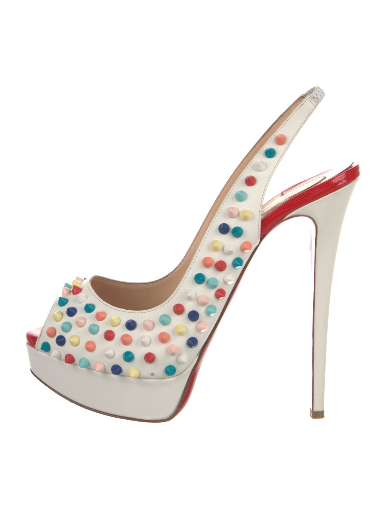Christian Louboutin Spike Accents Leather Slingback Pumps