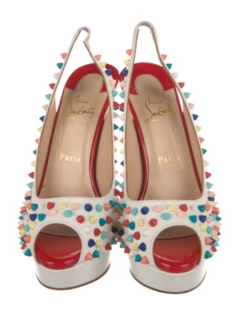 Christian Louboutin Spike Accents Leather Slingback Pumps