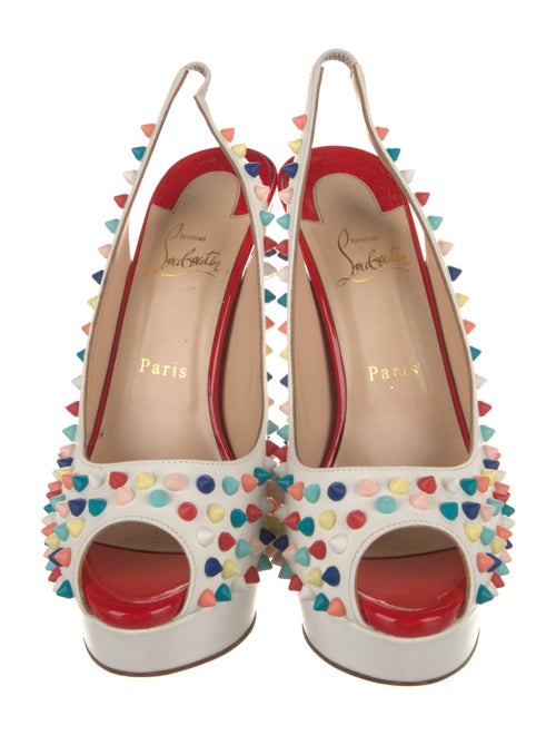 Christian Louboutin Spike Accents Leather Slingback Pumps
