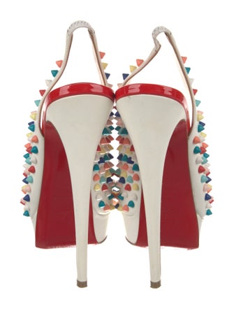 Christian Louboutin Spike Accents Leather Slingback Pumps