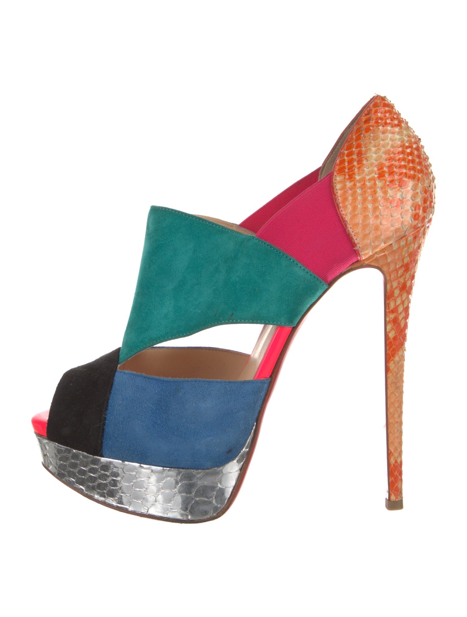 Christian Louboutin Snakeskin Animal Print Mules