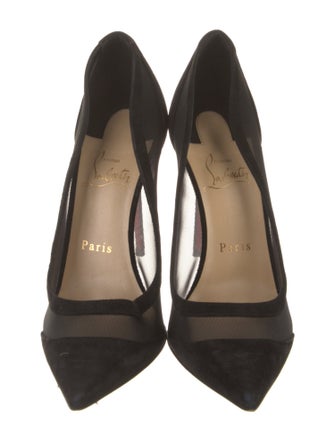 Christian Louboutin Suede Mesh Accents Pumps